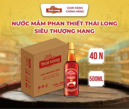 [Thùng 3 chai] Nước mắm Phan Thiết THÁI LONG - SIÊU THƯỢNG HẠNG 40N - 500ml (CTT)