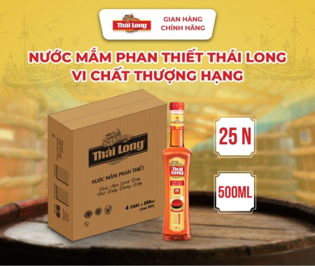 [Thùng 4 chai] Nước mắm Phan Thiết THÁI LONG - VI CHẤT THƯỢNG HẠNG 25N - 500ml (Chai Pet)