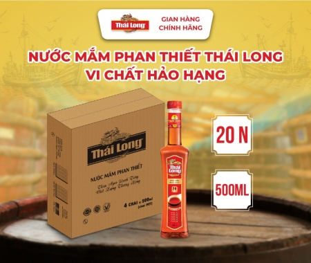 [Thùng 4 chai] Nước mắm Phan Thiết THÁI LONG - VI CHẤT HẢO HẠNG 20N - 500ml (Chai Pet)