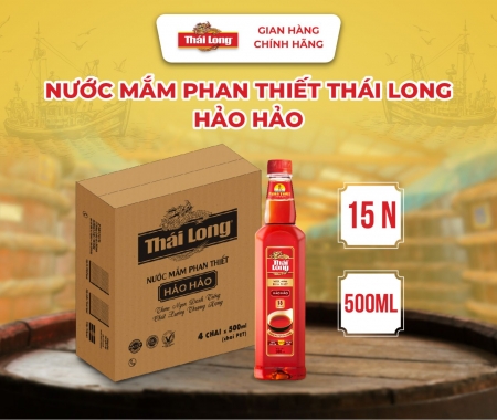 [Thùng 4 chai] Nước mắm Phan Thiết THÁI LONG - HẢO HẢO 15N - 500ml (Chai Pet)