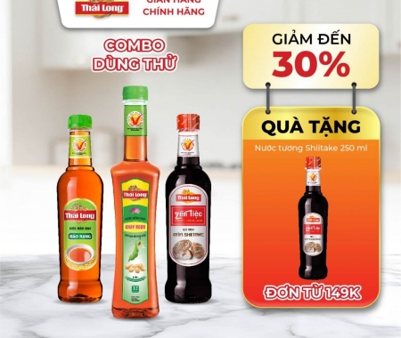 Combo 3 (Nước mắm chay Hảo Hạng 250ml + Chay ngon 500ml + Nước tương nấm Shiitake 250ml)
